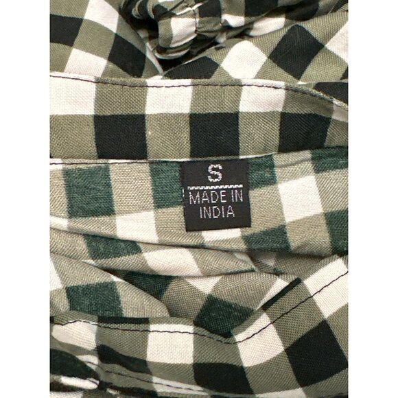 CCC Vintage Black White Gingham Checkered Midi Dress Button Front Elastic Cuffs - Picture 7 of 8